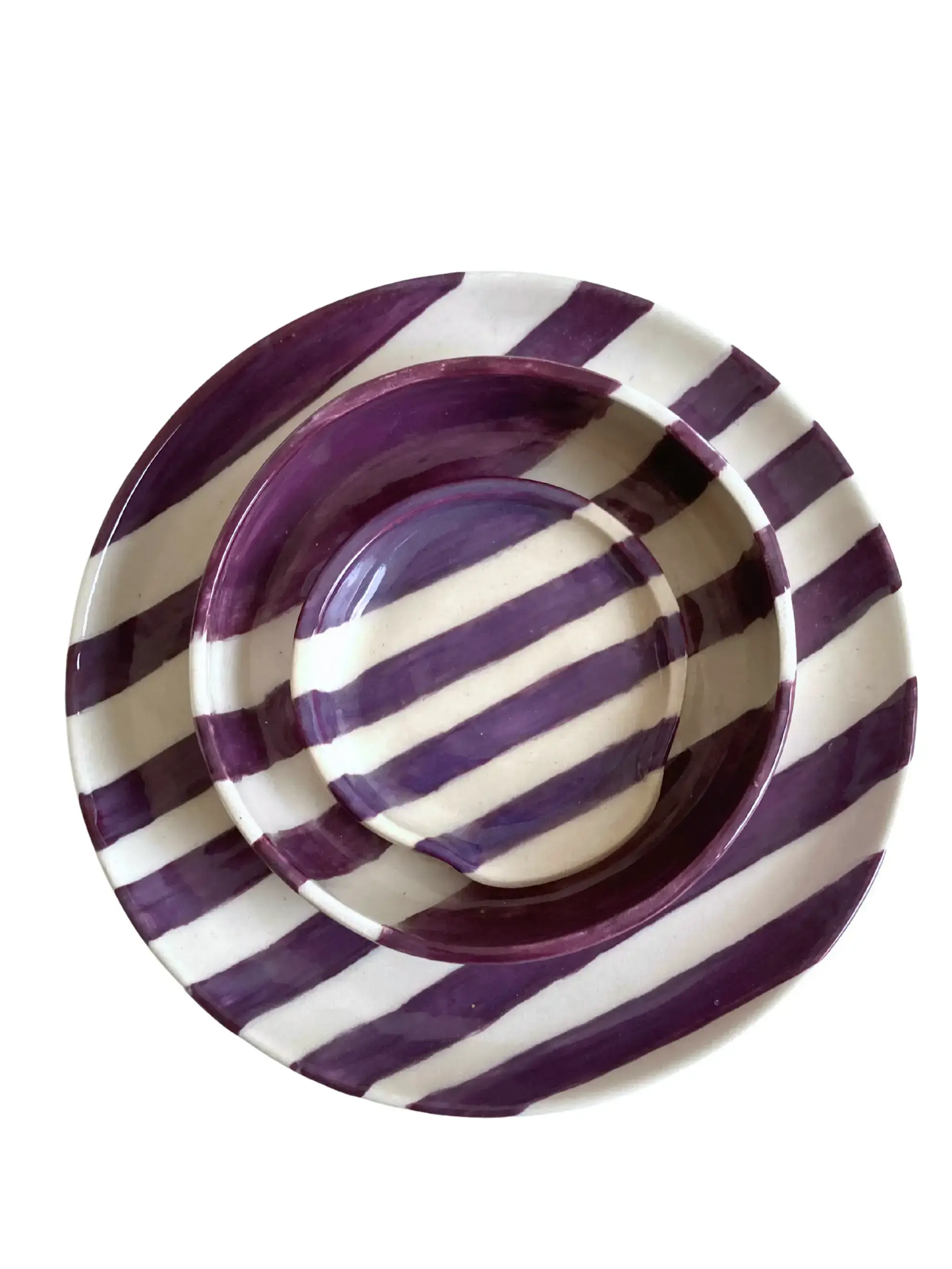 Bobun Small Rayure Aubergine TARTINE en faïence artisanale hap ceramique