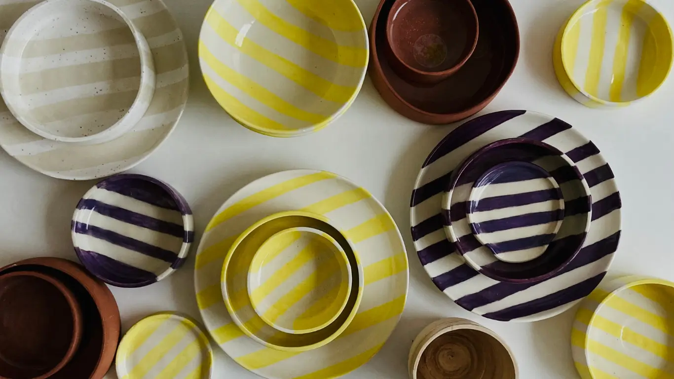 Assiette Rayure Jaune TARTINE HAP CERAMIQUE