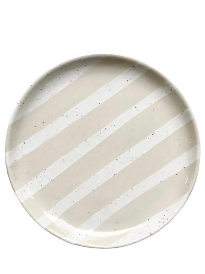 Assiette Rayure Blanche TARTINE artisanale en faïence hap Céramique Uzès 