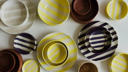 Assiette Rayure Jaune TARTINE HAP CERAMIQUE